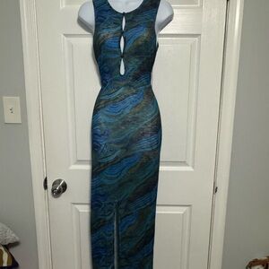 Ocean Wave Patterned Swim Coverup